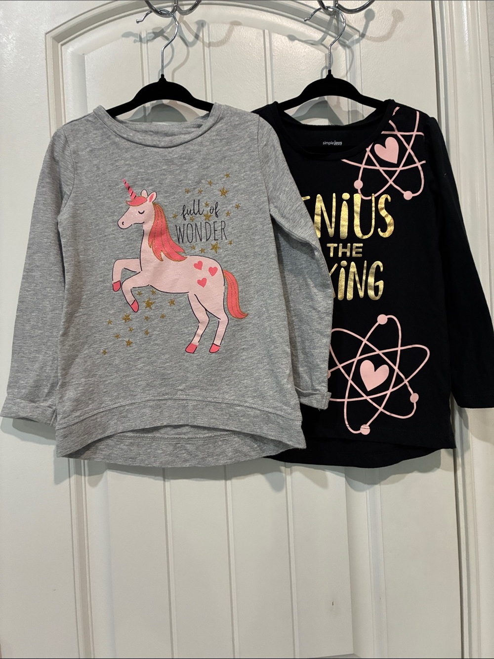 Children's Gray Unicorn Long-Sleeve Top - Full of Wonder SOLD AS  SET